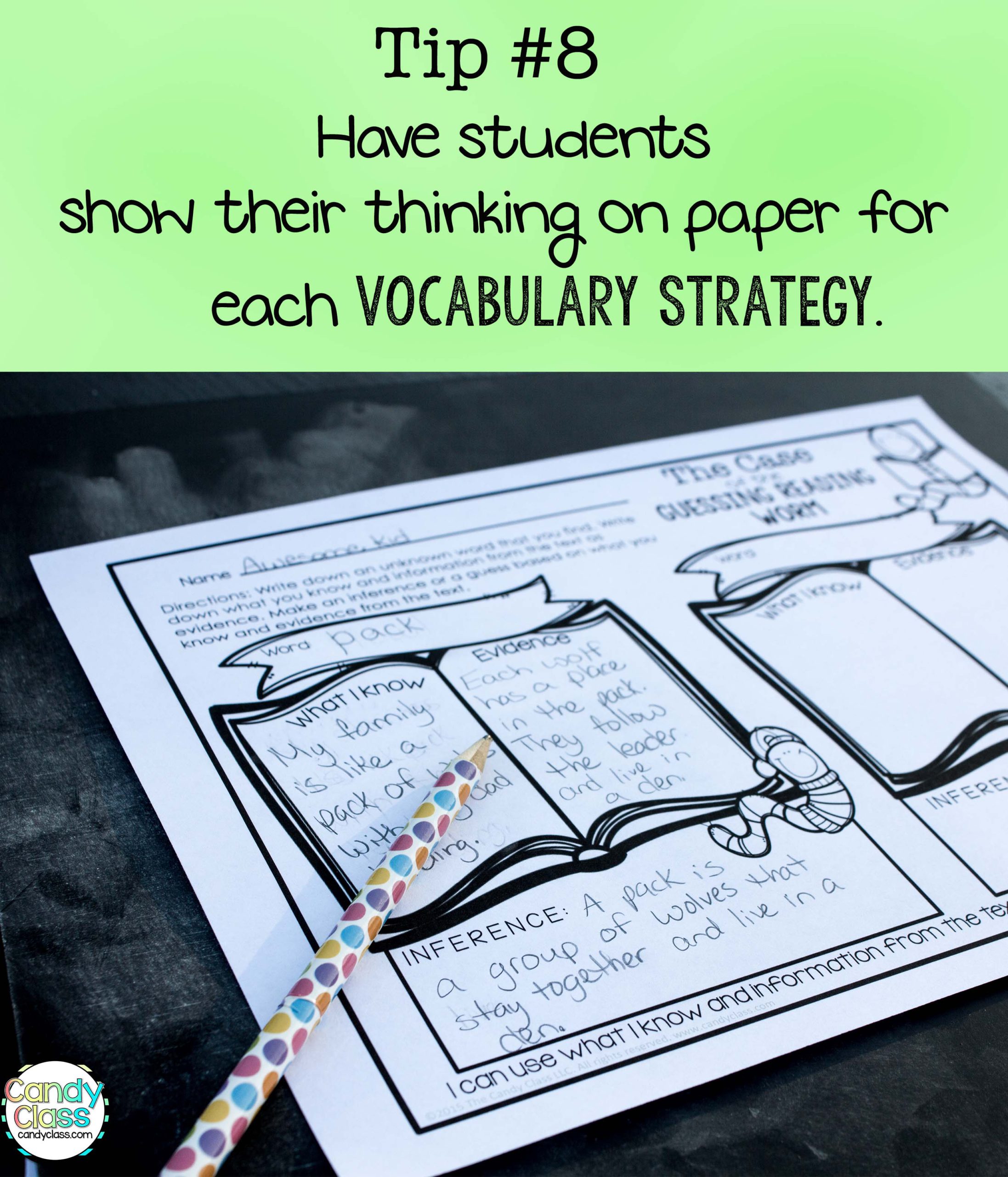 Vocabulary Tip to Show Thinking on Paper