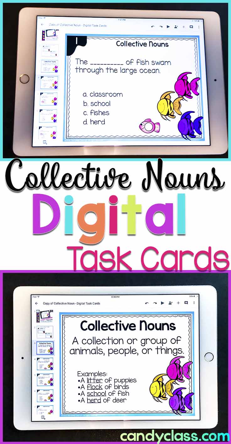 Digital Task Cards for Collective Nouns for Google Classroom Use