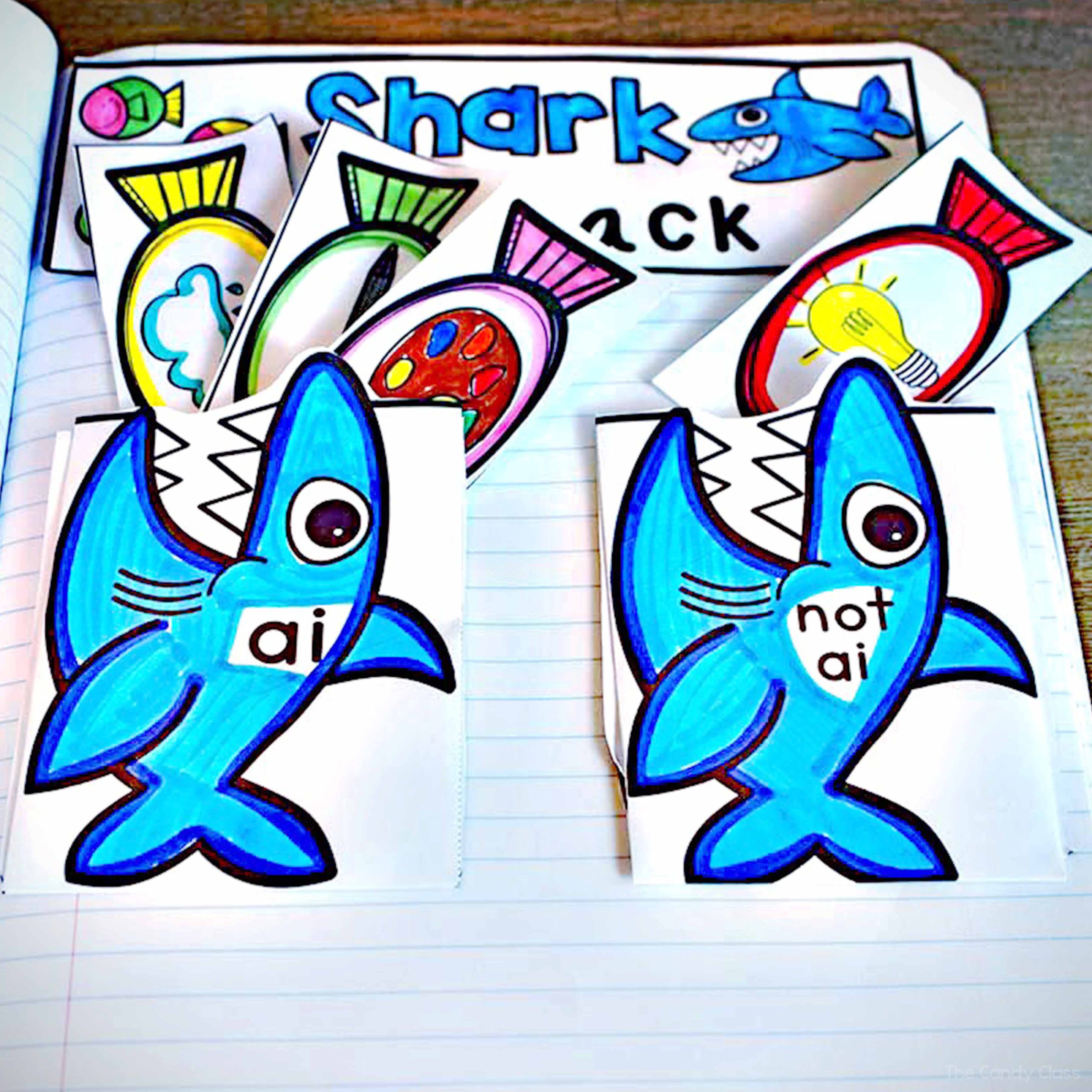 long a vowel team activity with shark sorting