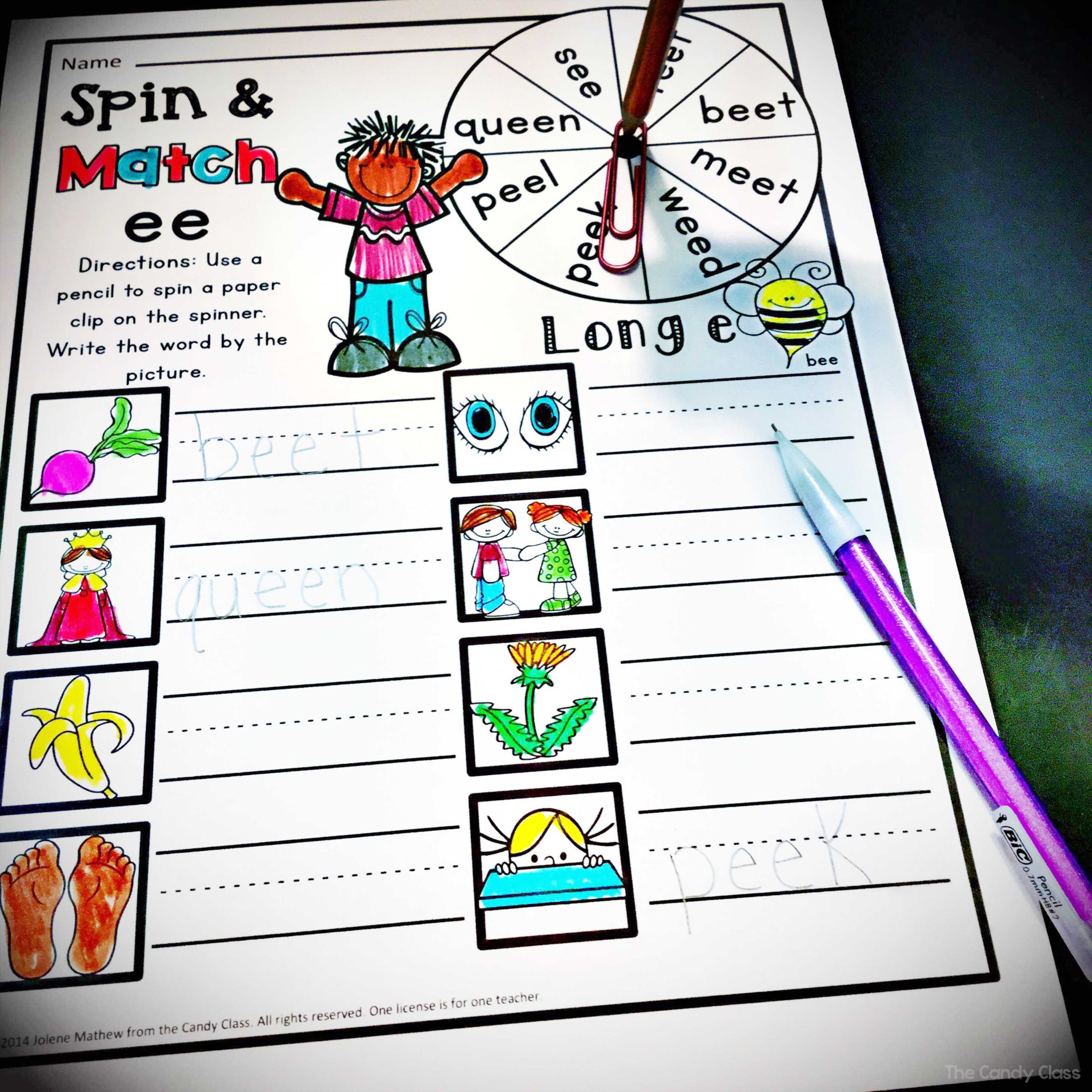 long vowel teams spinning activity