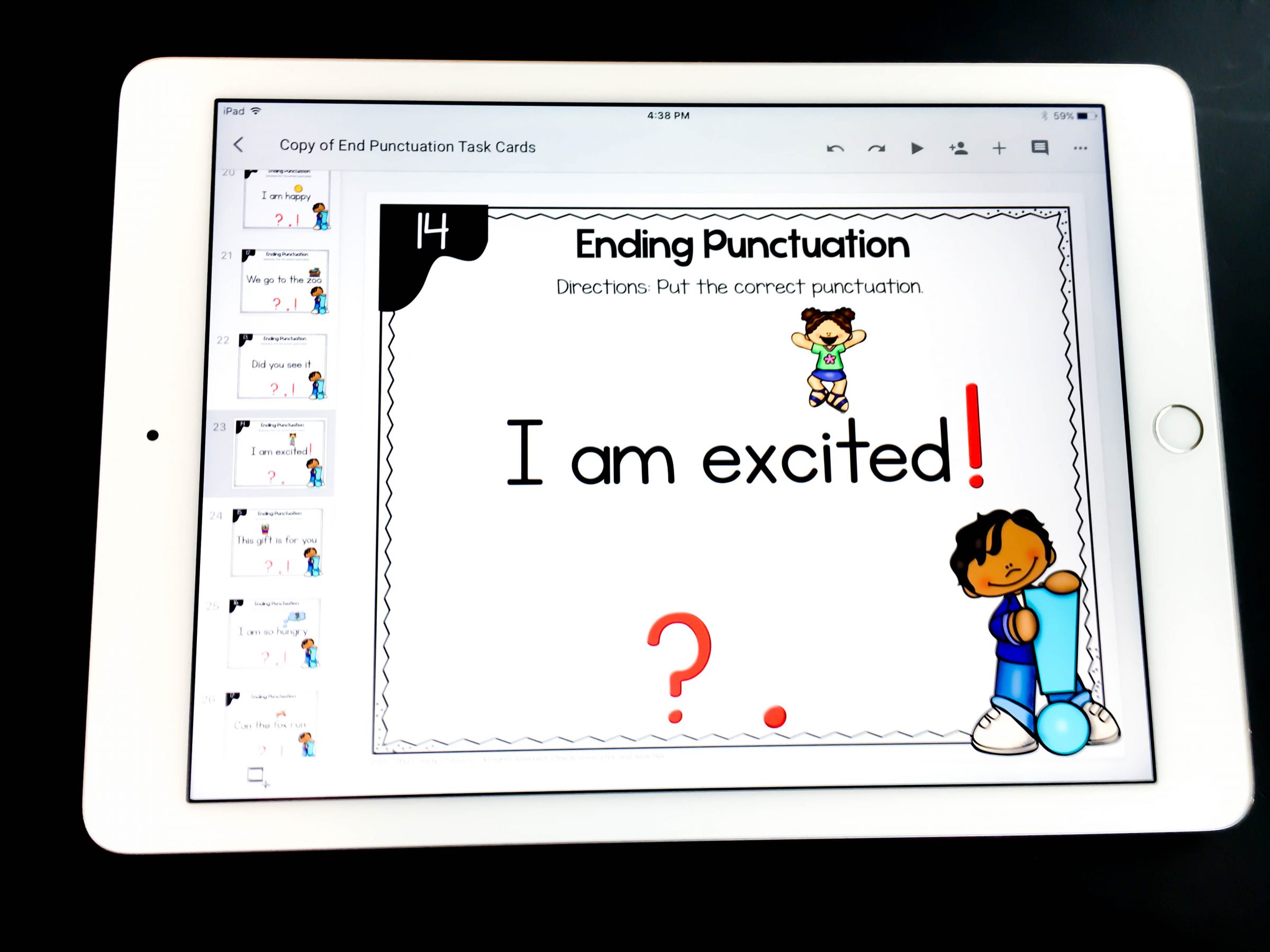 ending punctuation digital task cards