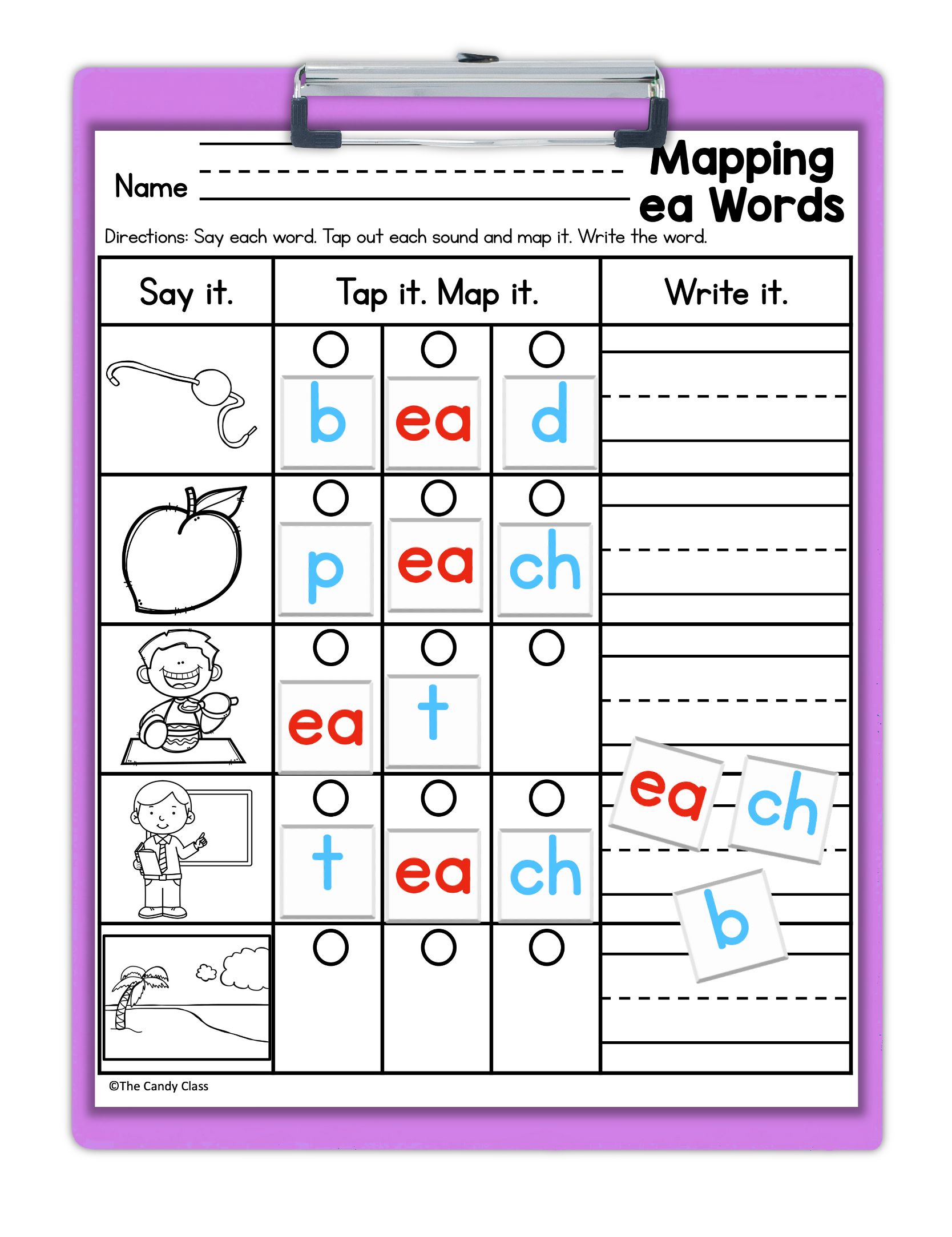 word mapping long e vowel teams